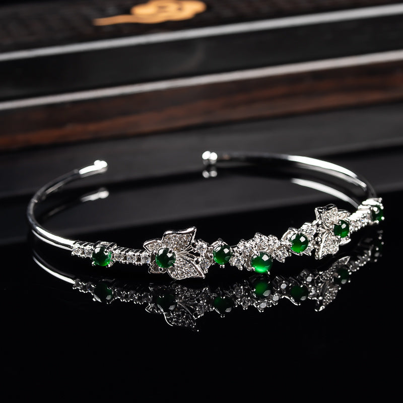 925 Silver & A-Grade Jade Bracelet