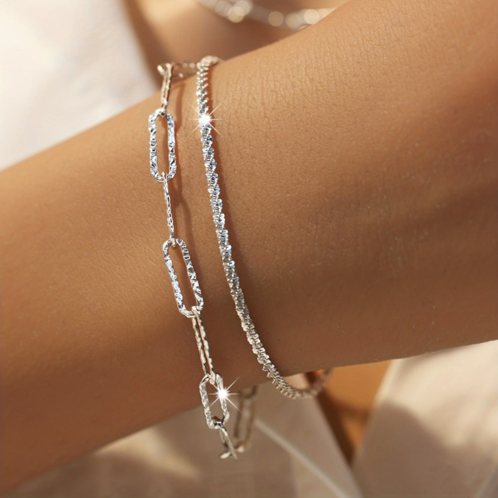 Sterling Layered Necklace & Bracelet