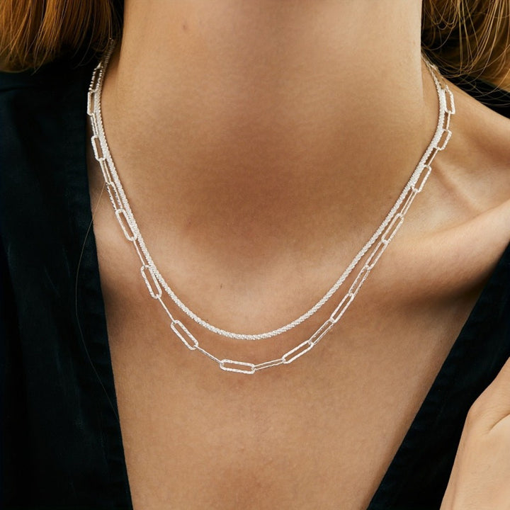 Sterling Layered Necklace & Bracelet