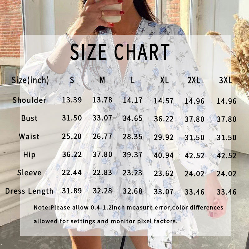 Womens Floral Puff Sleeve Mini Dress