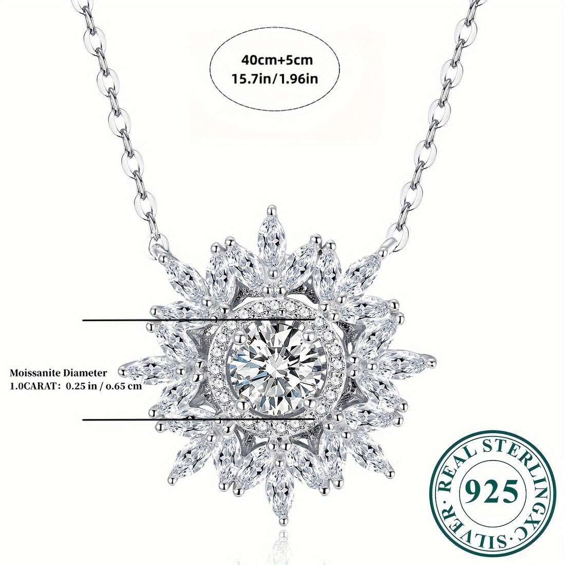 1ct Moissanite Snowflake Necklace