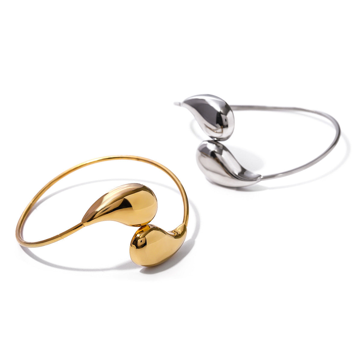 Metallic Irregular Water Drop Twist Adjustable Bangles For Women
