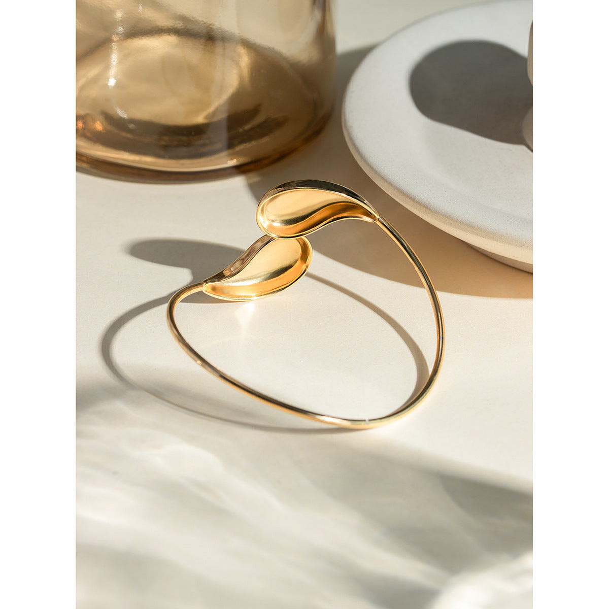 Metallic Irregular Water Drop Twist Adjustable Bangles For Women