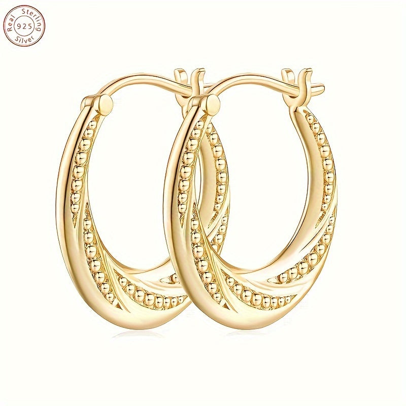 High-Quality 925 Silver Gold-Plated Bead Earrings