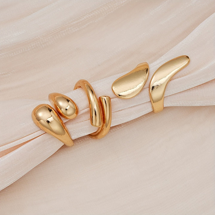 Elegant Geometric Drop Ring Set