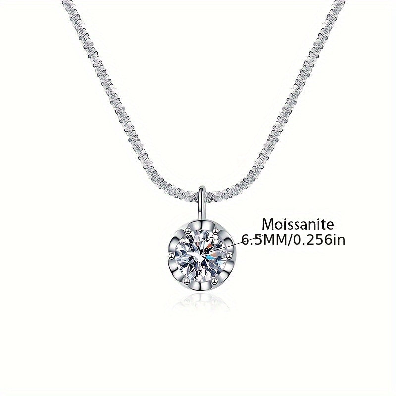 Sterling Silver 1ct Moissanite Crown Pendant Necklace