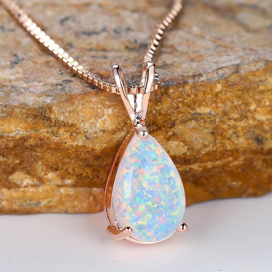 Exquisite Water Drop Opal Pendant Necklace