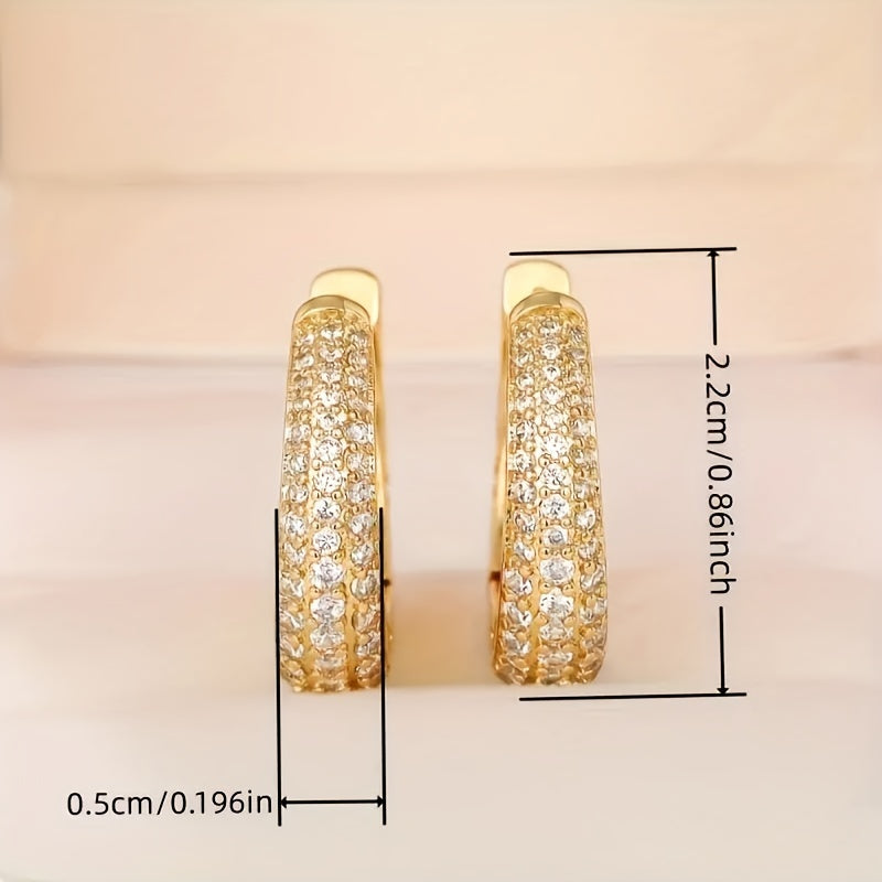 Full Sparkling Zirconia Golden Hoop Earrings