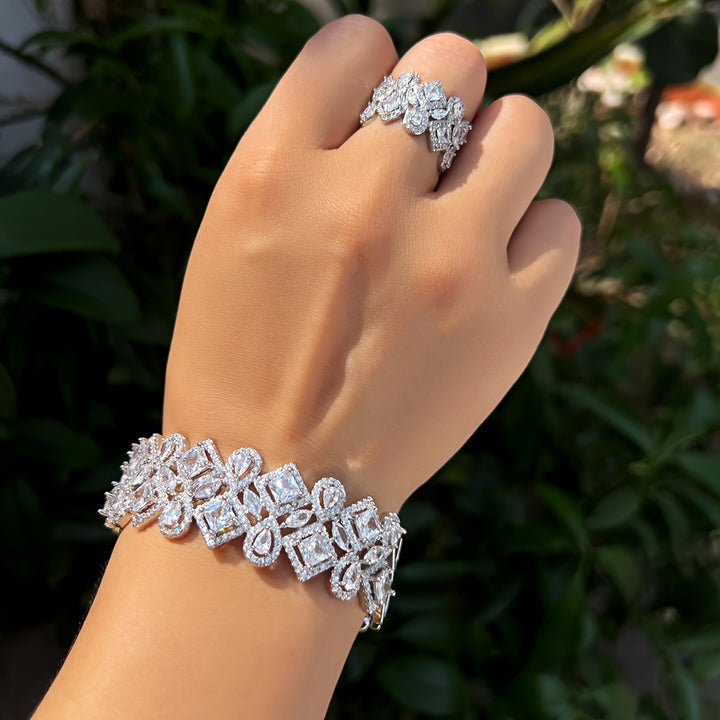 Vintage-Inspired Square Zirconia Bridal Set