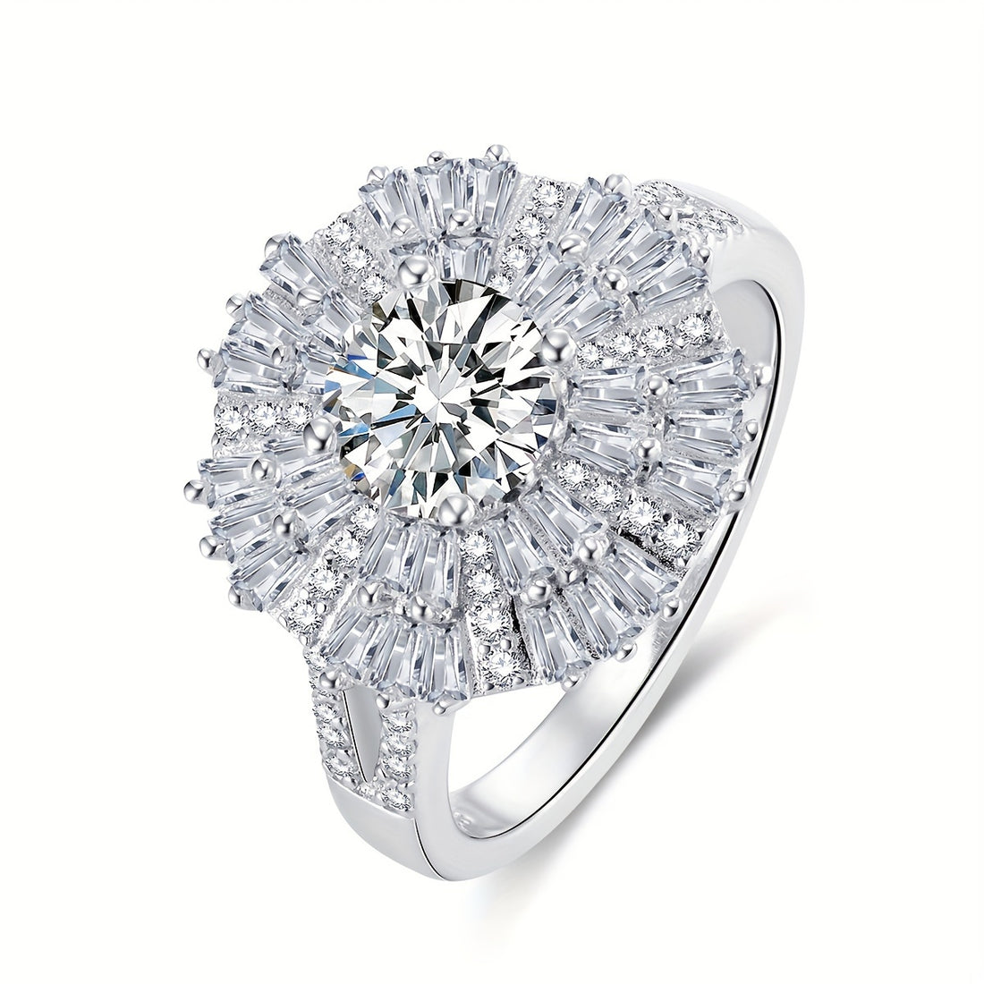 Elegant and Luxury 1-Carat Silver Moissanite Solitaire Ring