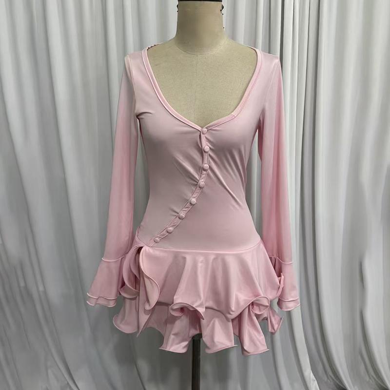 Womens Irregular V Neck Bodycon Mini Dress