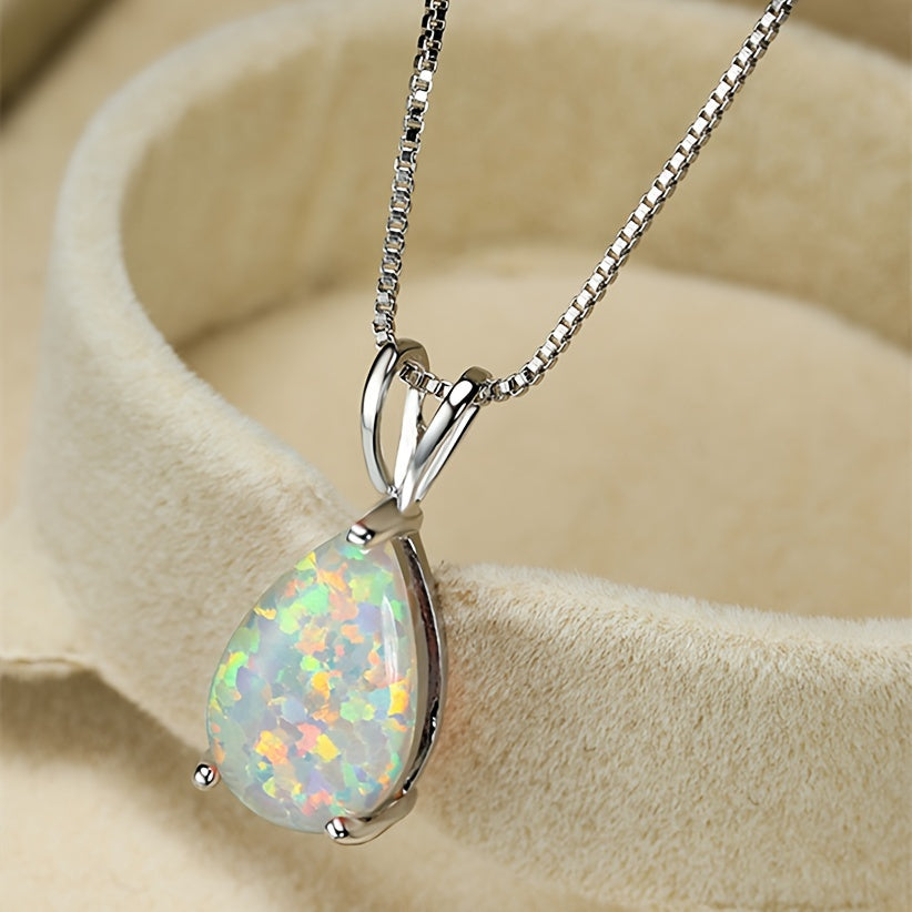 Exquisite Water Drop Opal Pendant Necklace