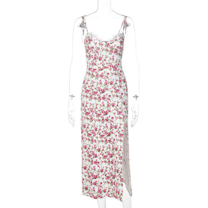 Sexy Fashion Slit Suspender Dress Summer Womens Clothing