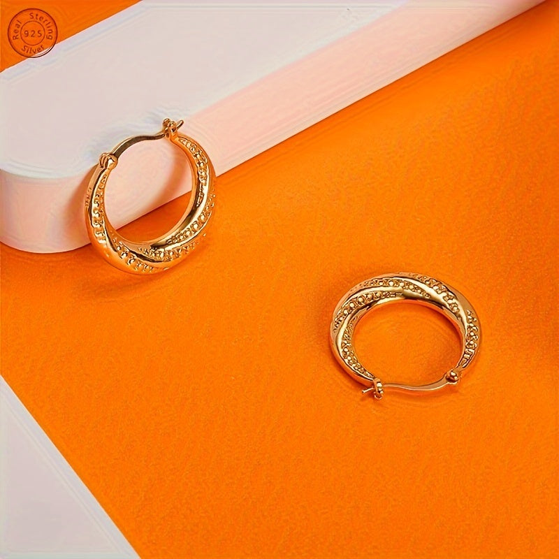 High-Quality 925 Silver Gold-Plated Bead Earrings