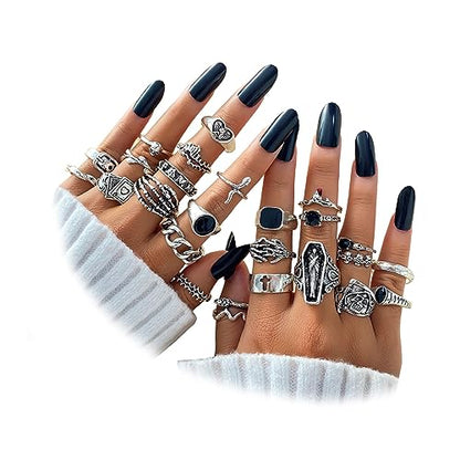 IFKM 25PCS Vintage Silver Knuckle Ring Set