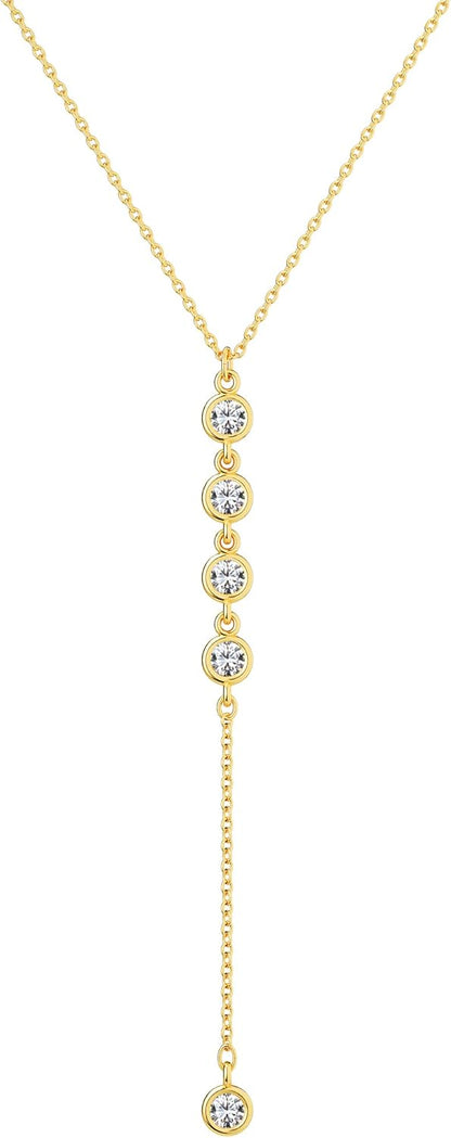 Dainty Long Necklace 14k Gold Plated/Silver Y-Shaped Pendant