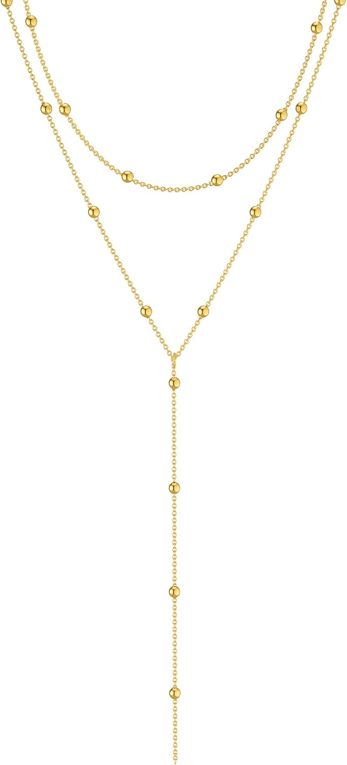 Dainty Long Necklace 14k Gold Plated/Silver Y-Shaped Pendant