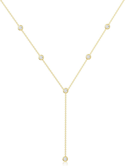 Dainty Long Necklace 14k Gold Plated/Silver Y-Shaped Pendant