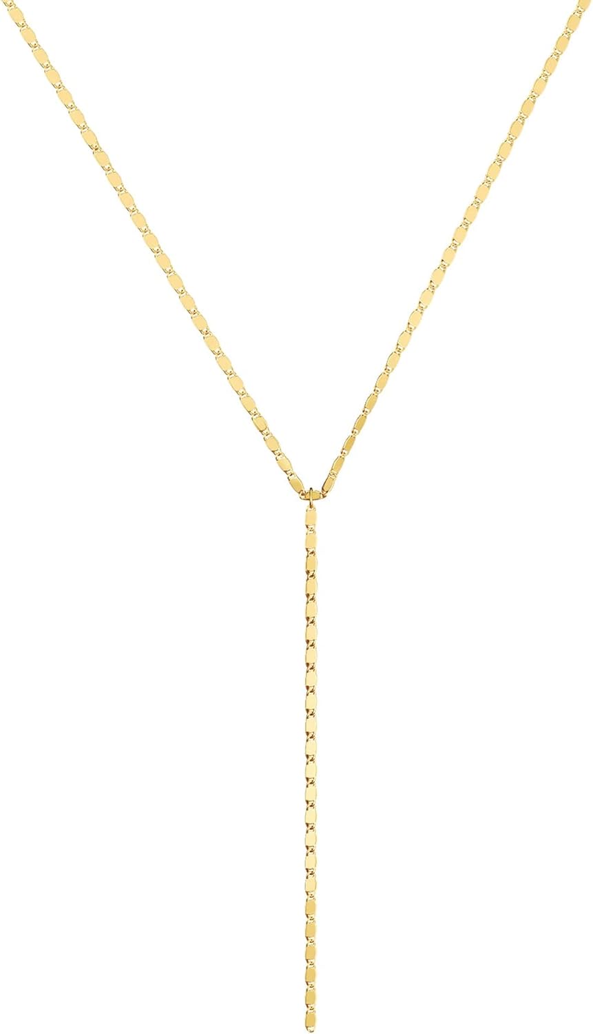 Dainty Long Necklace 14k Gold Plated/Silver Y-Shaped Pendant