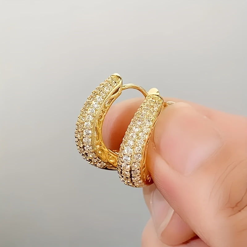 Full Sparkling Zirconia Golden Hoop Earrings