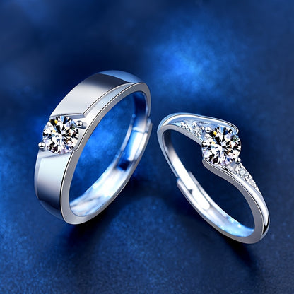 2pcs Exquisite 925 Sterling Silver 0.5 Carat Moissanite Couple Rings