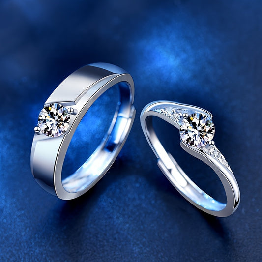 2pcs Exquisite 925 Sterling Silver 0.5 Carat Moissanite Couple Rings
