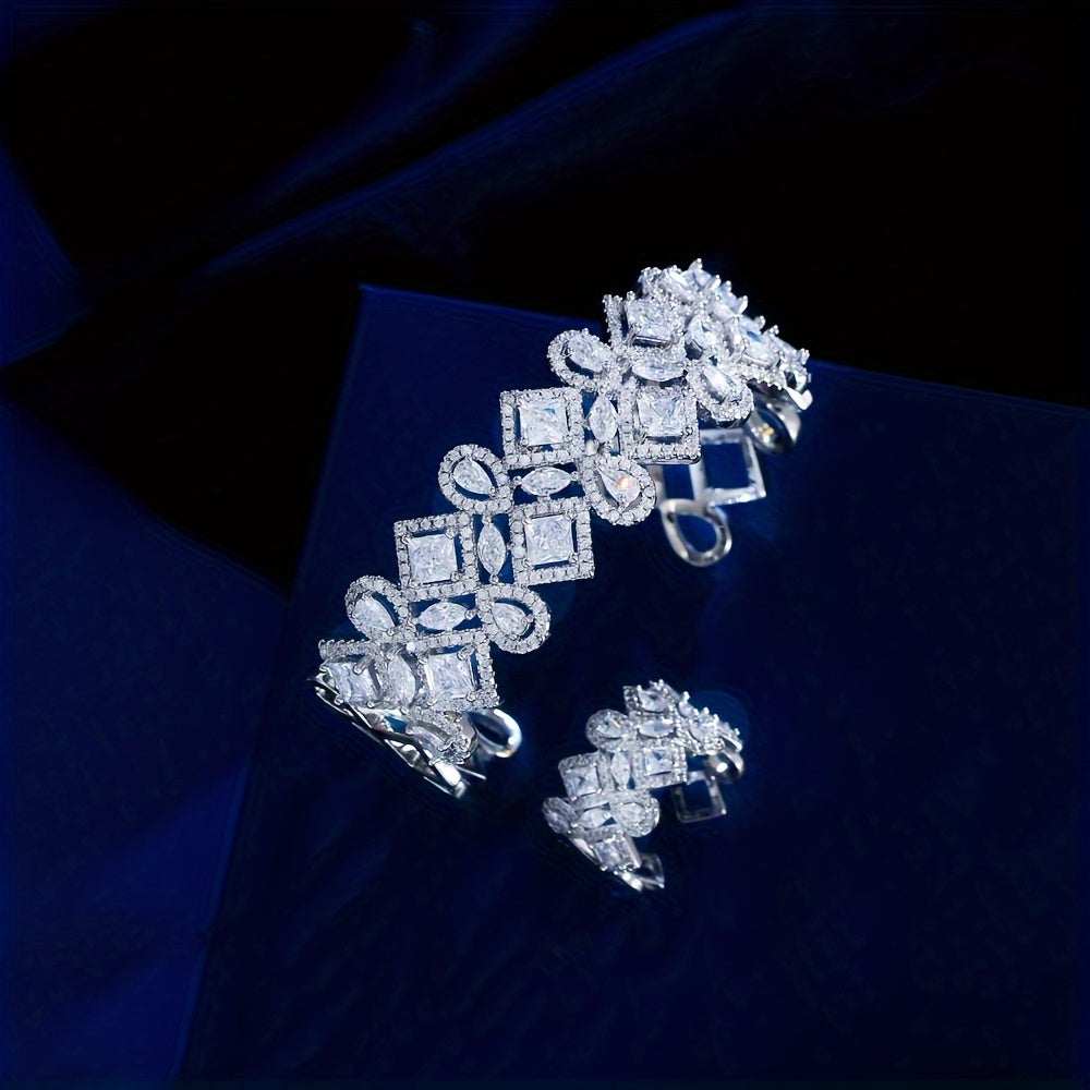 Vintage-Inspired Square Zirconia Bridal Set