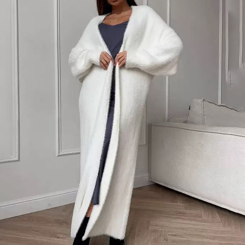 Womens Furry Long Cardigan Duster