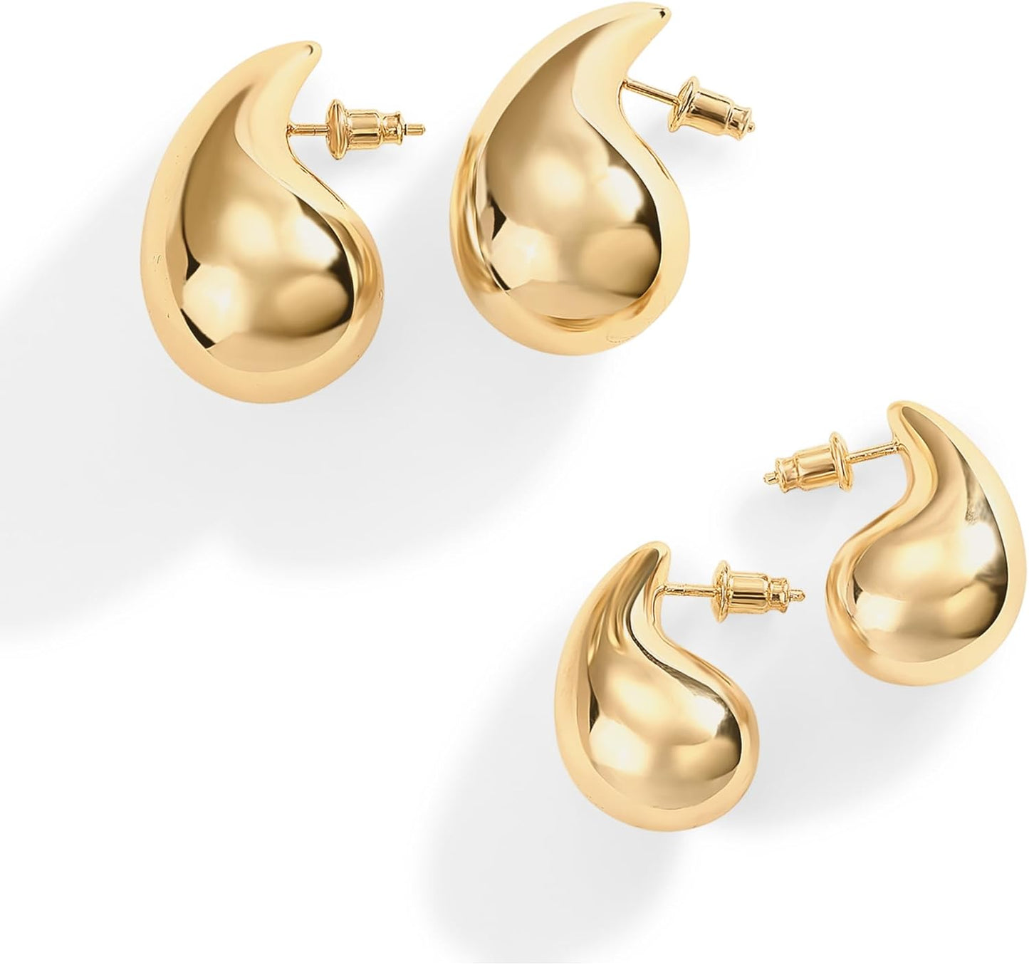 PAVOI 14K Gold Plated 925 Sterling Silver Post Teardrop Chunky Hoop Earrings