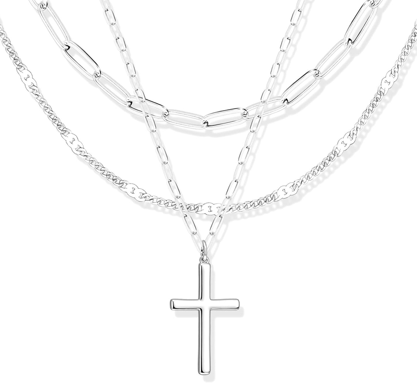 Stackable Dainty 14K Gold Silver Plated Trendy Circle Paperclip Chain Pendant