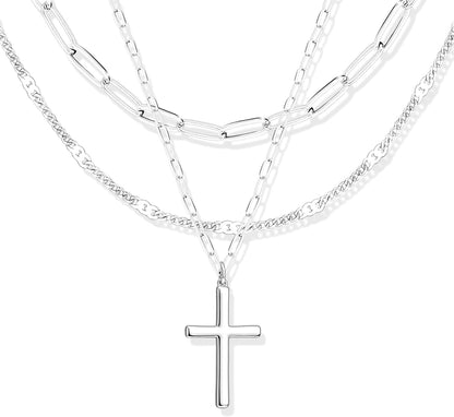 Stackable Dainty 14K Gold Silver Plated Trendy Circle Paperclip Chain Pendant