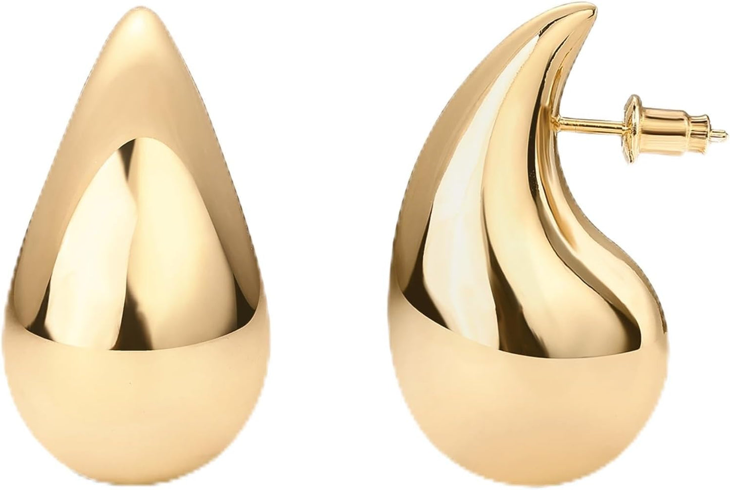PAVOI 14K Gold Plated 925 Sterling Silver Post Teardrop Chunky Hoop Earrings