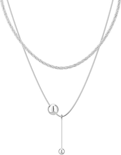 Dainty Long Necklace 14k Gold Plated/Silver Y-Shaped Pendant