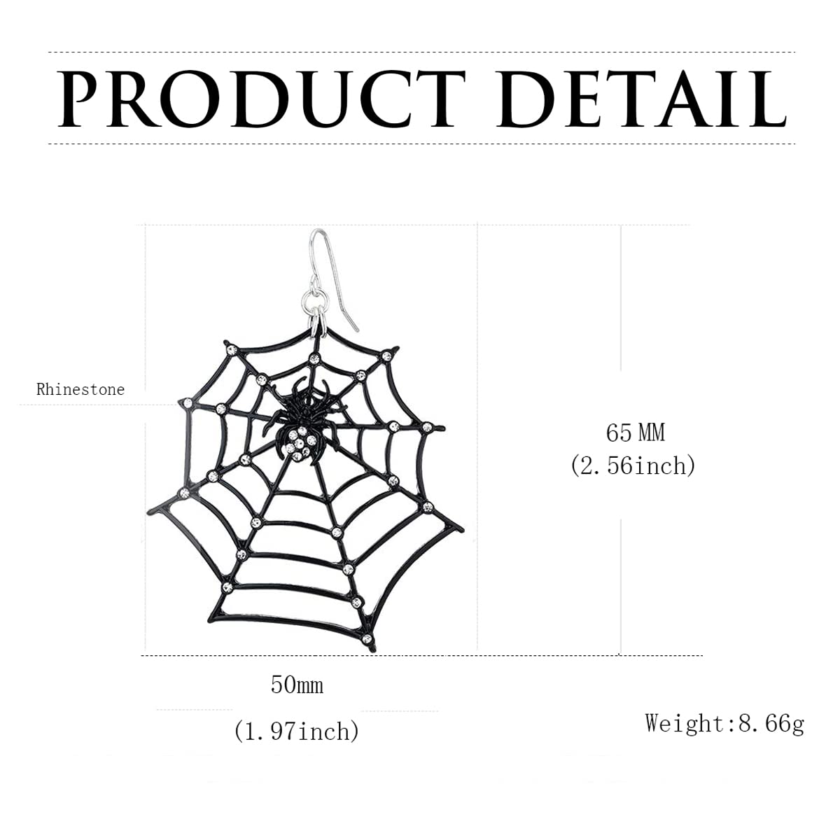 Spider Web Dangle Earrings – Black Rhinestone Halloween Jewelry