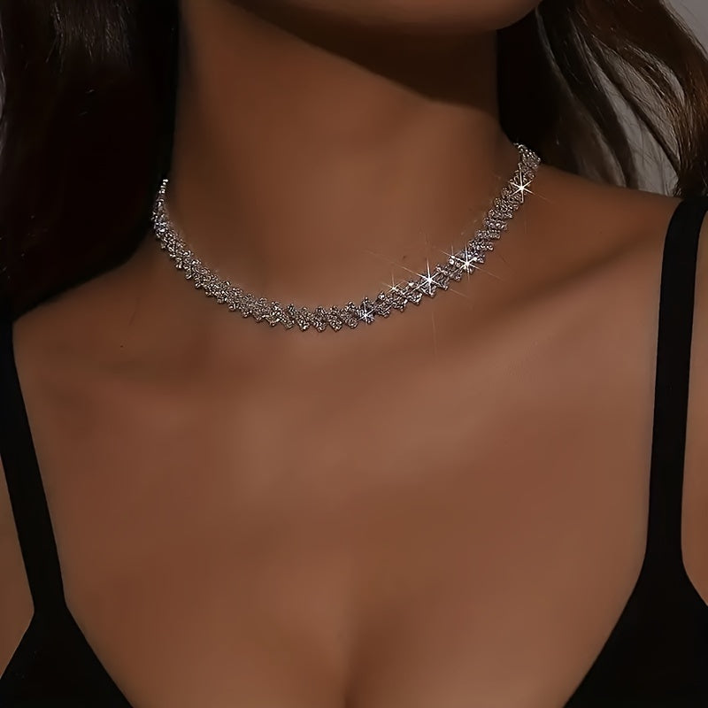 Luxurious Sparkling Rhinestone Choker Necklace