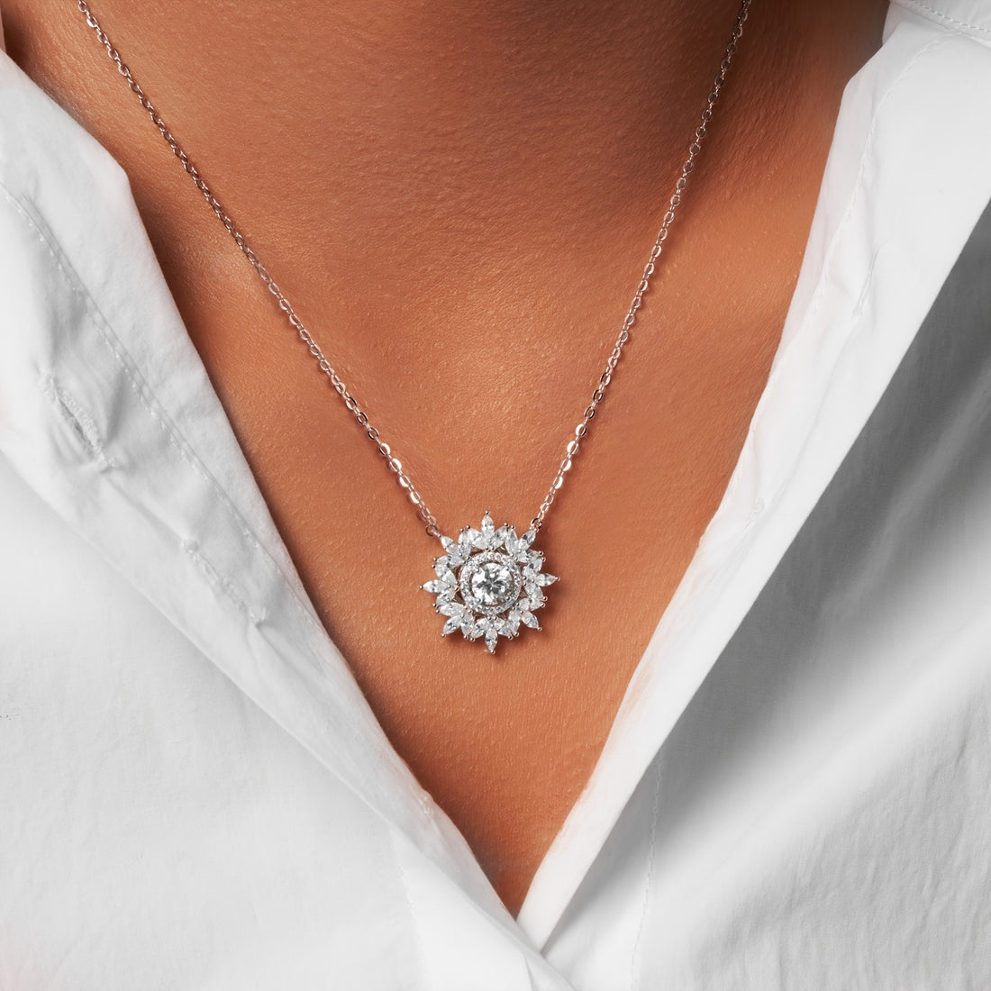 1ct Moissanite Snowflake Necklace