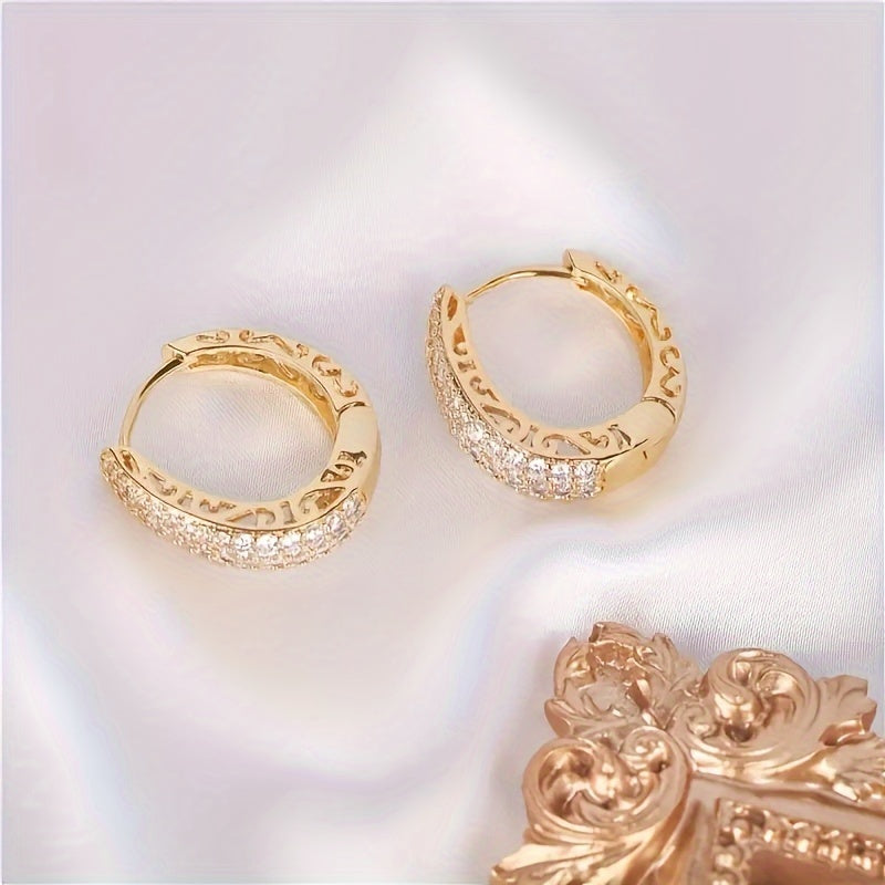 Full Sparkling Zirconia Golden Hoop Earrings