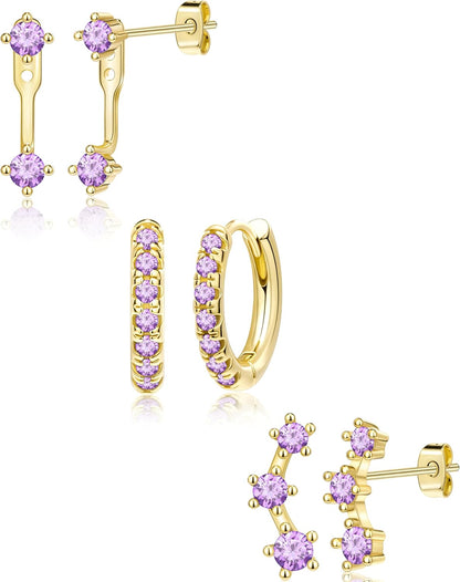 3 Pairs Gold Plated Hypoallergenic Trendy Earrings