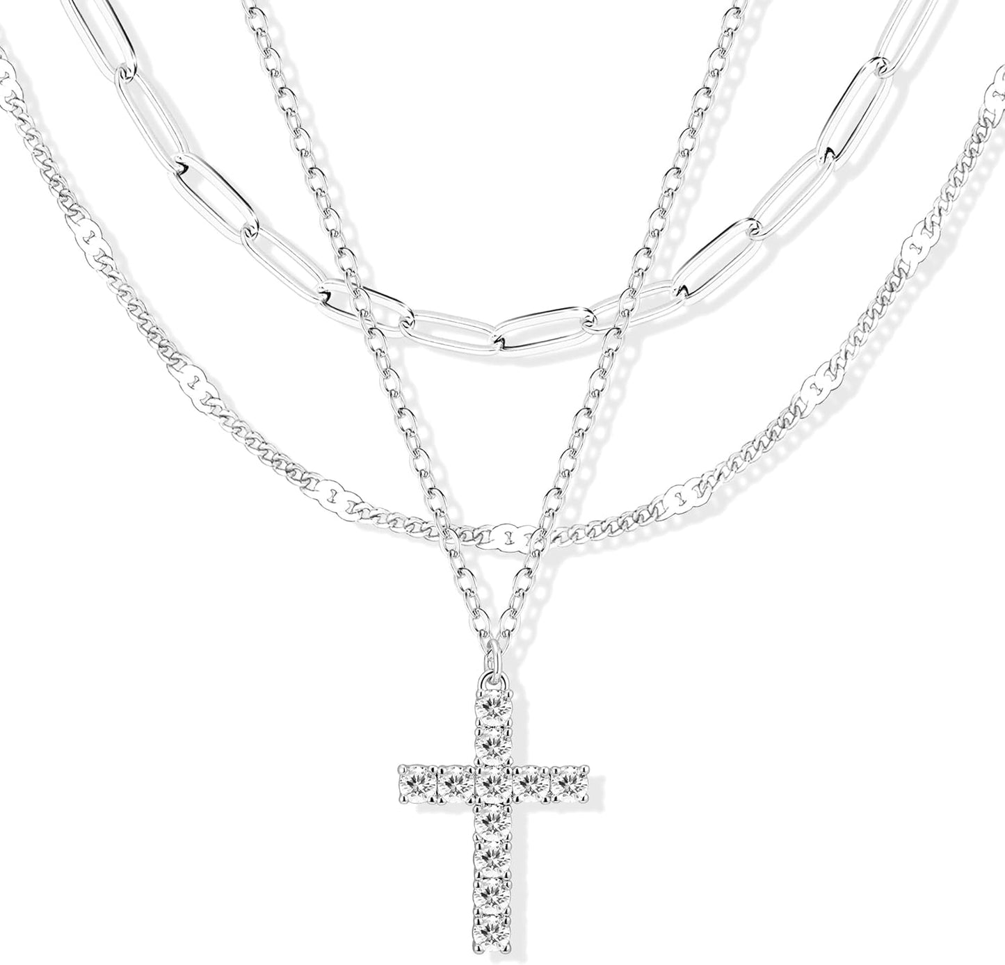 Stackable Dainty 14K Gold Silver Plated Trendy Circle Paperclip Chain Pendant