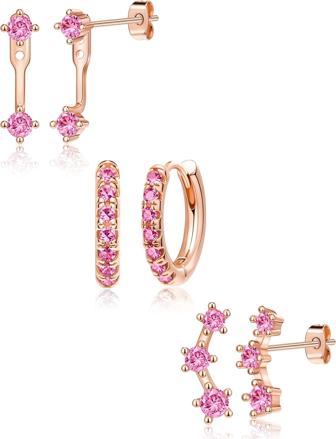 3 Pairs Gold Plated Hypoallergenic Trendy Earrings