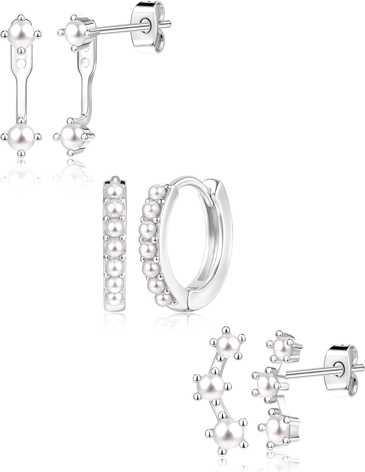 3 Pairs Gold Plated Hypoallergenic Trendy Earrings