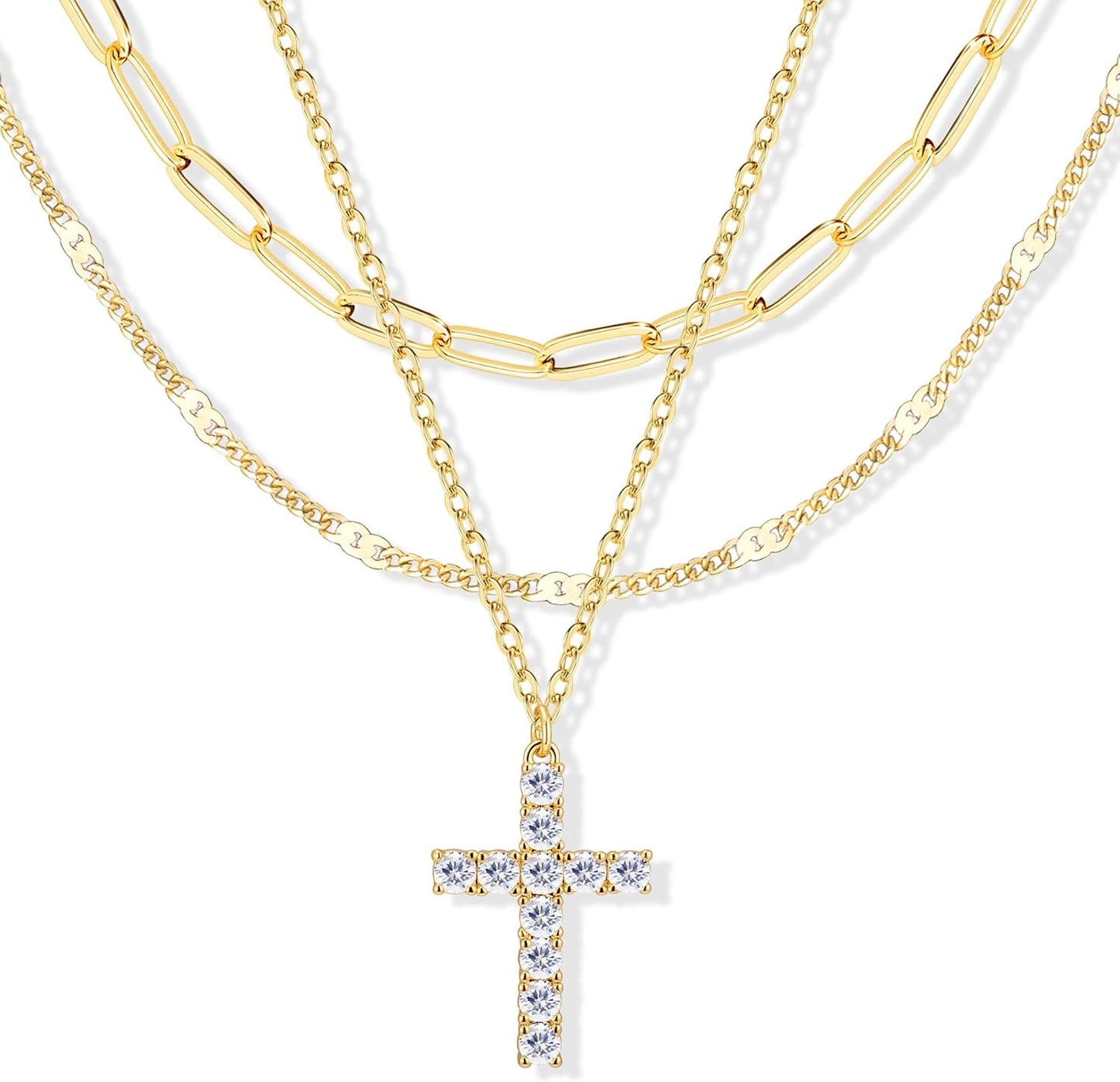 Stackable Dainty 14K Gold Silver Plated Trendy Circle Paperclip Chain Pendant