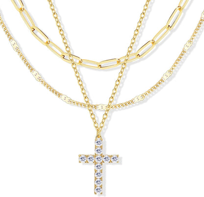 Stackable Dainty 14K Gold Silver Plated Trendy Circle Paperclip Chain Pendant