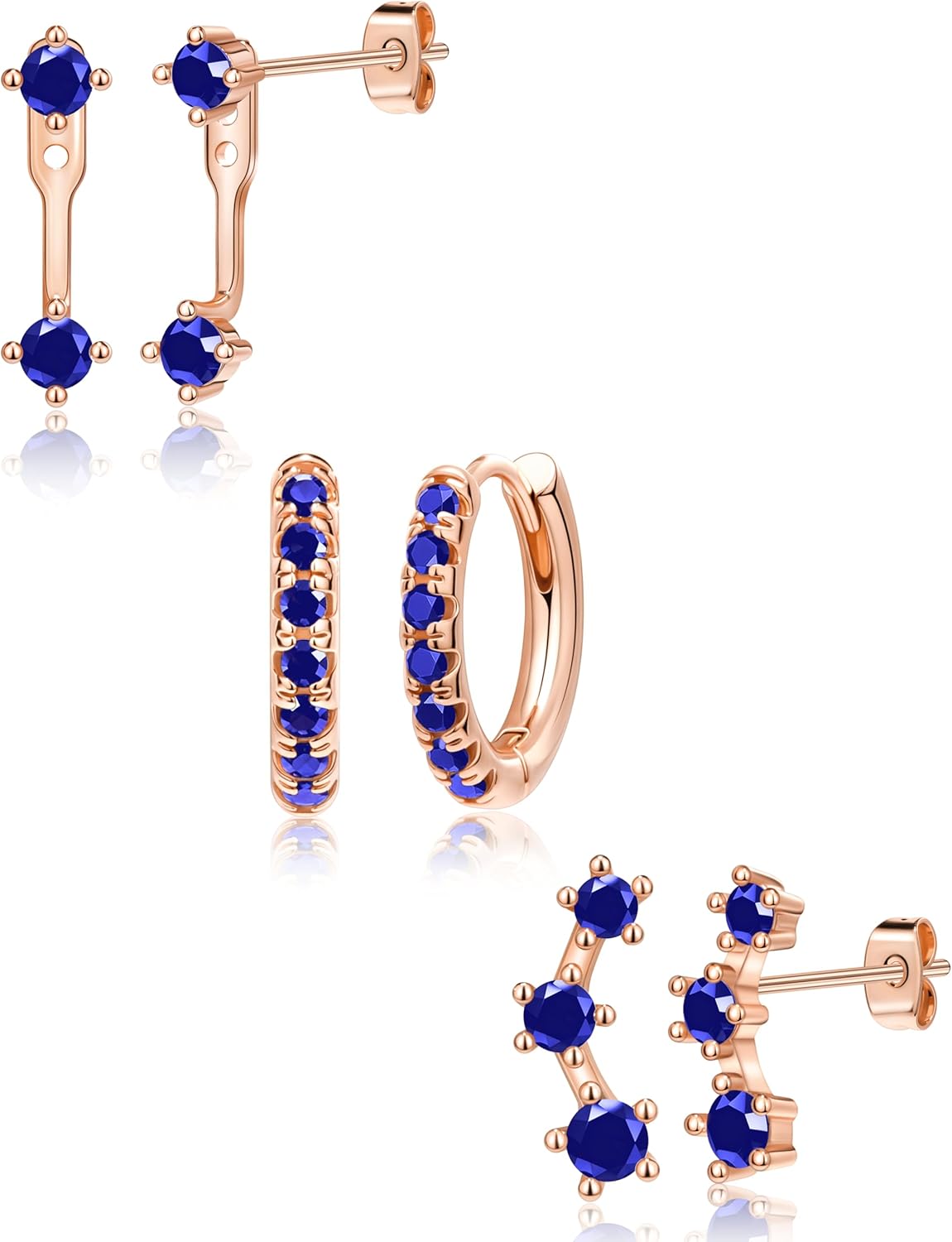 3 Pairs Gold Plated Hypoallergenic Trendy Earrings