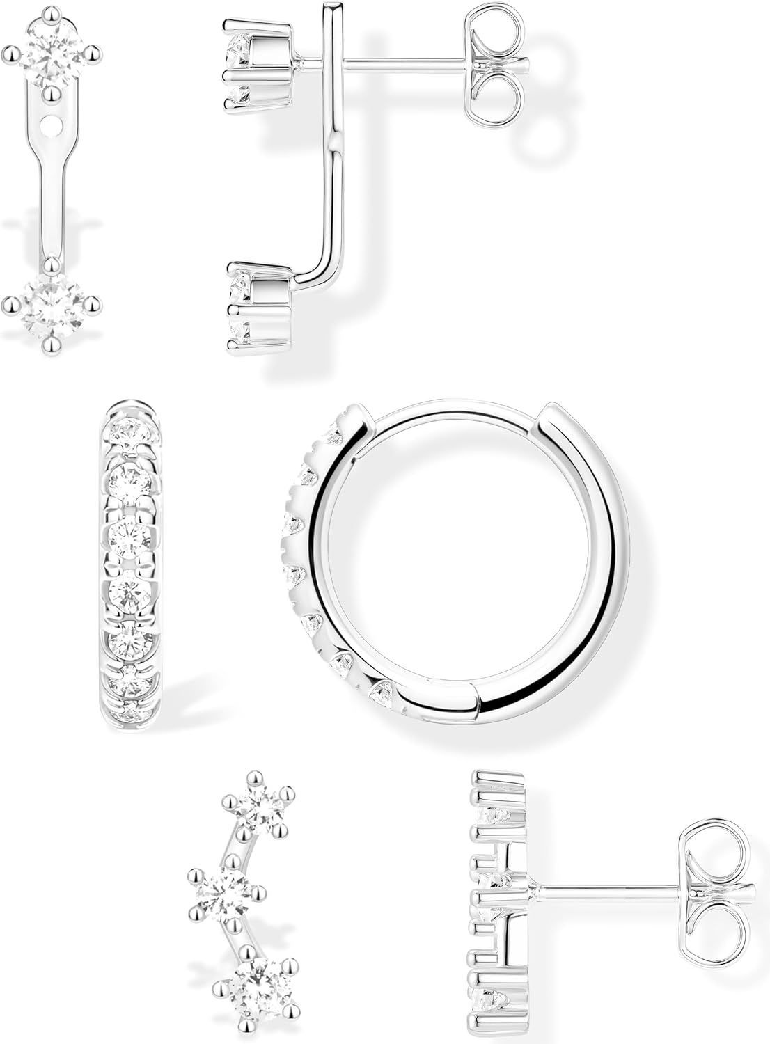 3 Pairs Gold Plated Hypoallergenic Trendy Earrings