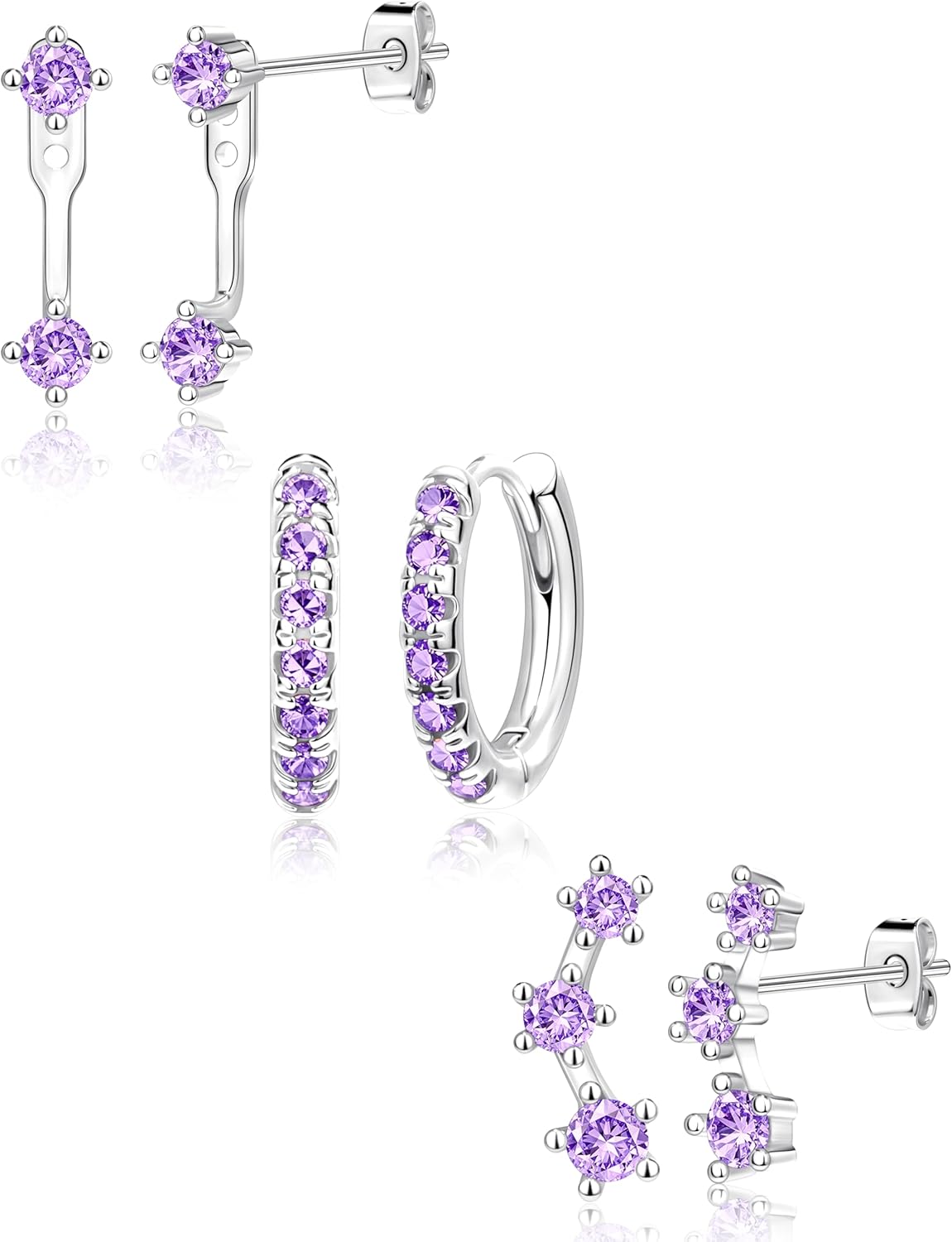 3 Pairs Gold Plated Hypoallergenic Trendy Earrings