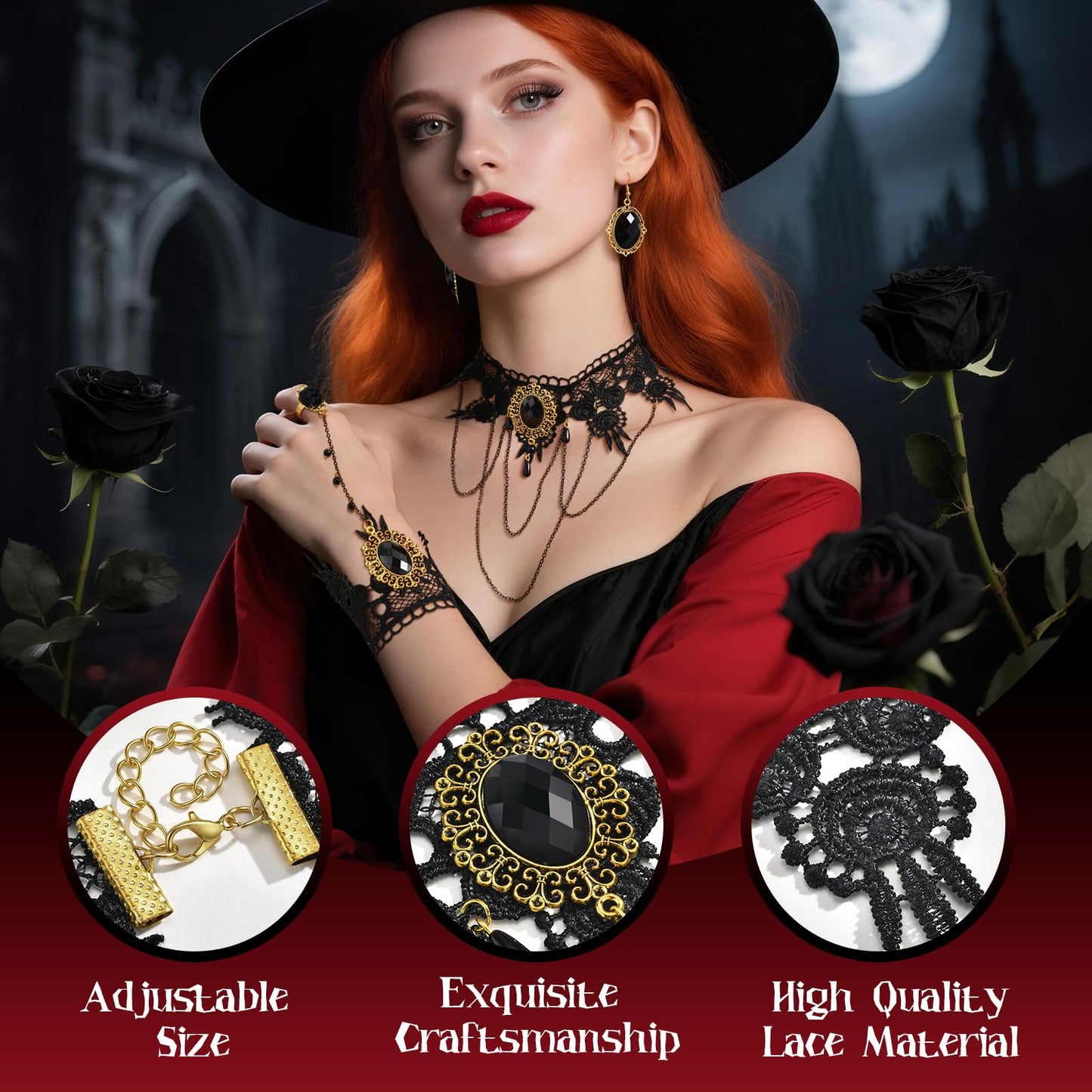Halloween Goth Witch Jewelry Set