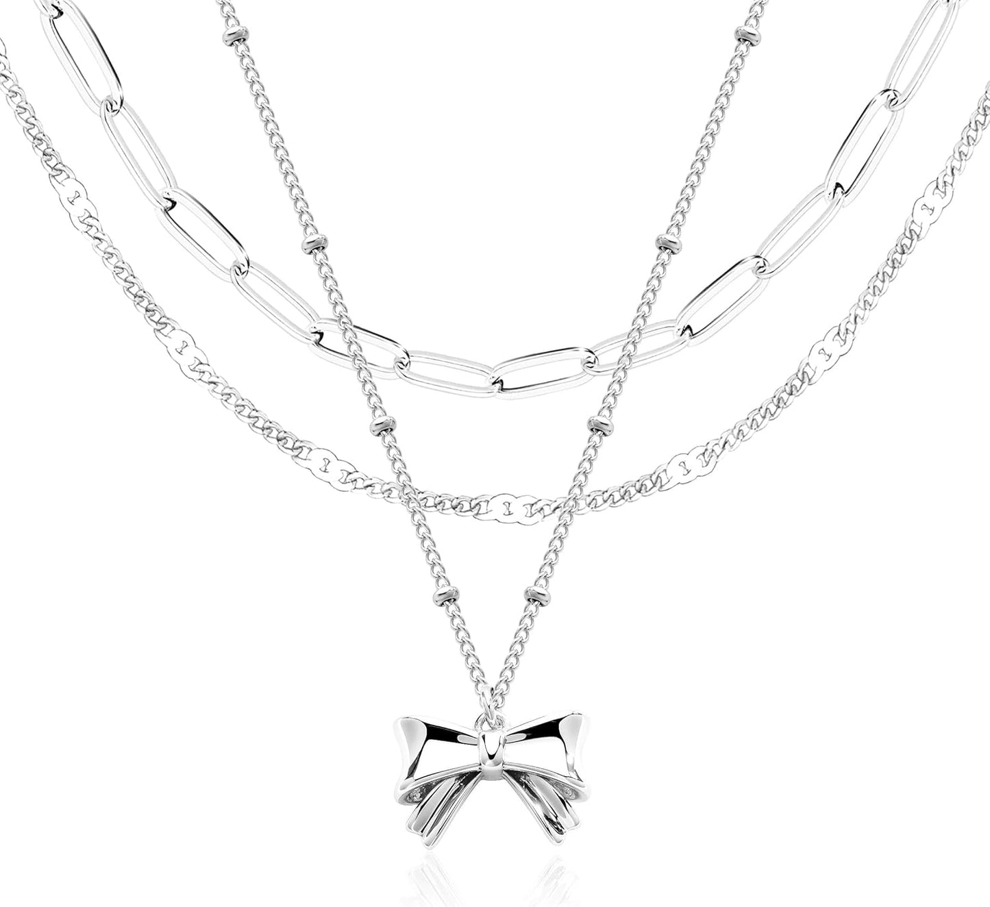 Stackable Dainty 14K Gold Silver Plated Trendy Circle Paperclip Chain Pendant