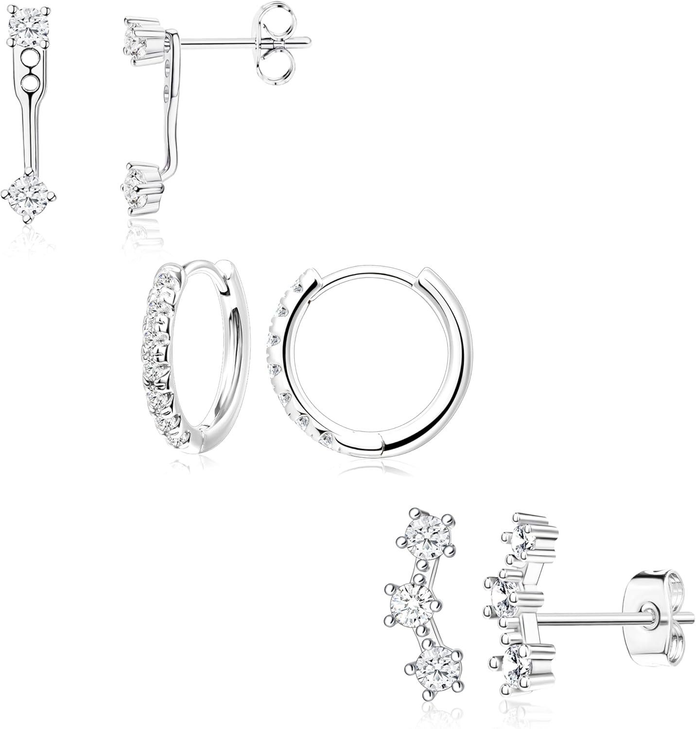 3 Pairs Gold Plated Hypoallergenic Trendy Earrings