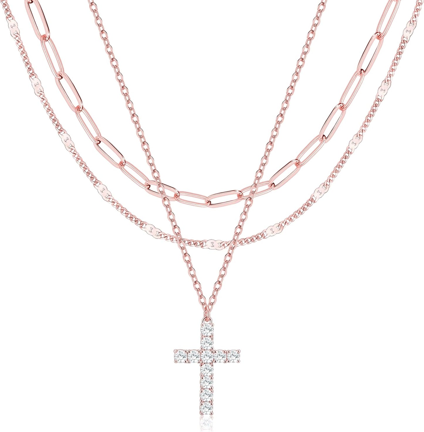 Stackable Dainty 14K Gold Silver Plated Trendy Circle Paperclip Chain Pendant